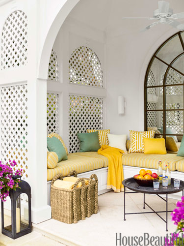 Carrier & Company also designed the yellow banquette for a pool pavilion at the Naples, Florida, residence.