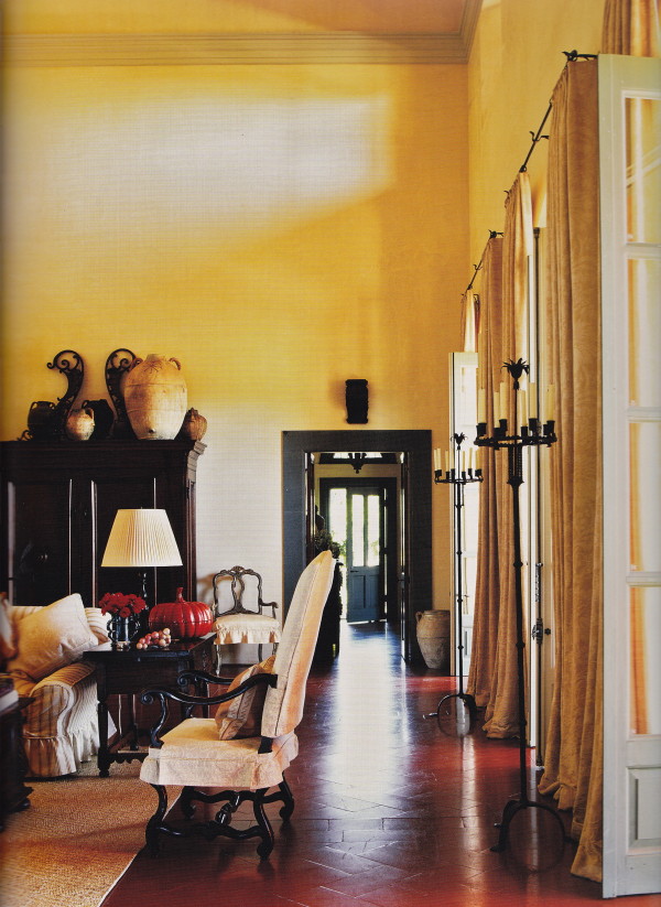 The living room in the Hudson's Italian-style country house in Napa Valley decorated by Mark Hampton. Photo by Michael Mundy.