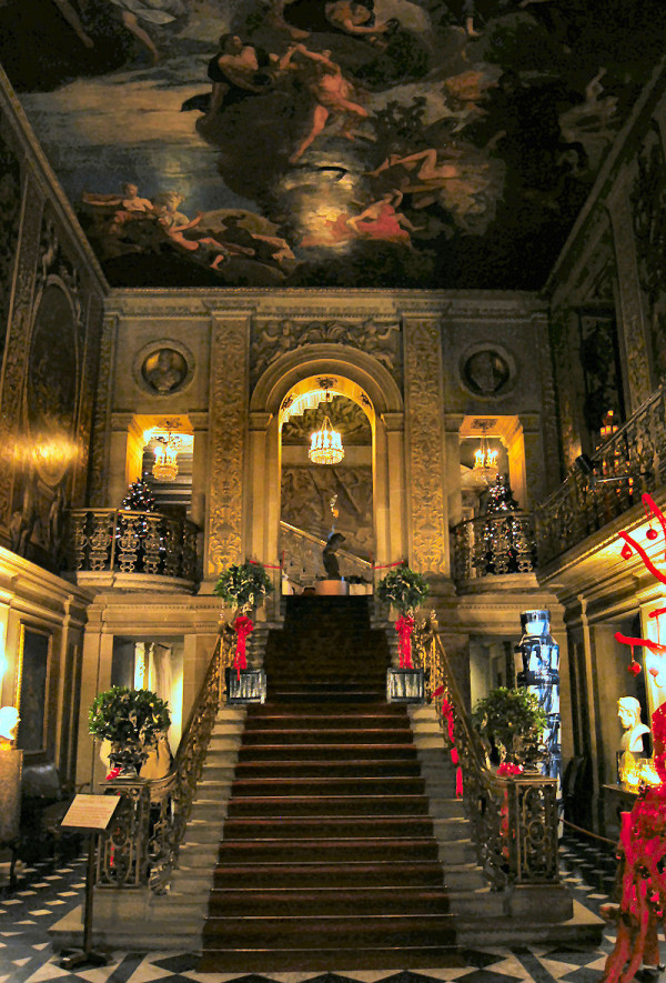 The Painted Hall decorated for Christmas.