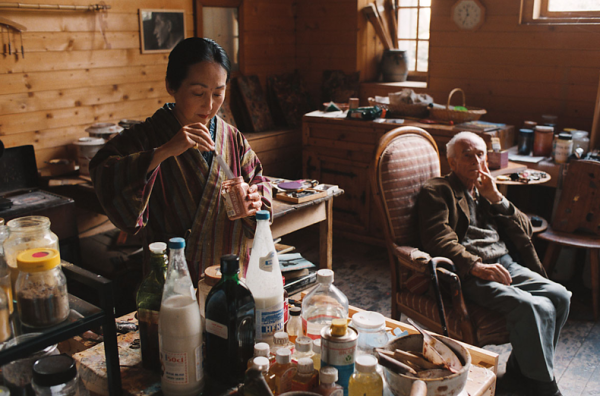 Setsuko, accompanied by Balthus, in the studio at the Grand Chalet in Rossinière. Photo by Alvaro Canovas.