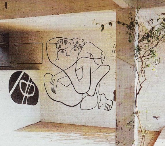Another mural by Le Corbusier as it appeared when the property was photographed prior to renovations. Photo courtesy of Foundation Le Corbusier.