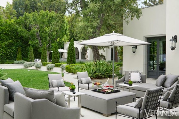 Daniel Cuevas designed a chic conversational area for the terrace of a home in Los Angeles. Photo by Max Kim Bee.