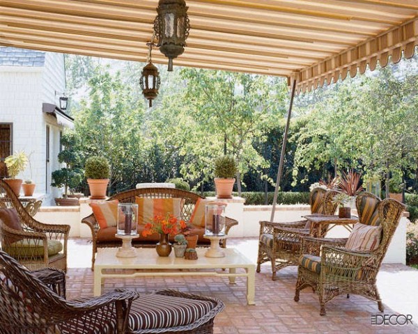 Exotic flair informs the terrace of Kristen and Lindsay Buckingham's Beverly Hills home. Photo by Simon Upton.