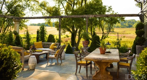 A bucolic setting for Michael Trapp's upstate New York terrace. Photo by Eric Piasecki  for Architectural Digest.