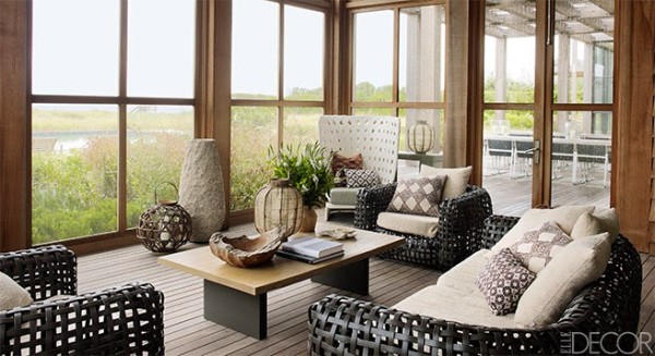 A closed-in porch designed by Timothy Haynes and Kevin Roberts for a Hamptons beach house. Photo by Simon Upton.