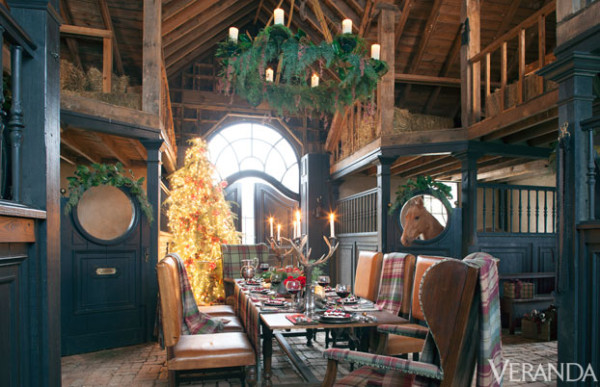 Dan Belman and Randy Korando's barn in historic town of Madison, Georgia, is set for holiday dining. Photo by Max Kim Bee.