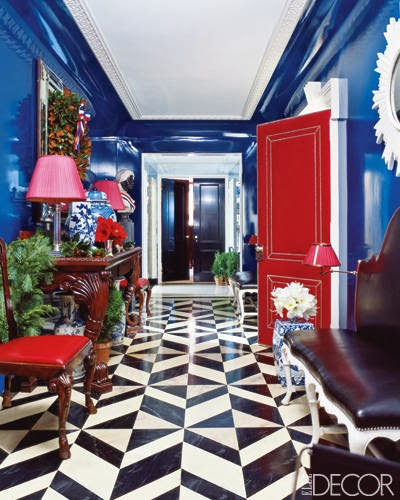 Miles Redd imbued the entrance hall of a Manhattan apartment with Jazz Age exuberance. Photo by Miguel Flores-Vianna.