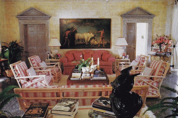 The drawing room at Leamington Pavilion was decorated by Nicky Haslam in the 1980's. Photo by Michael Mundy for HG.